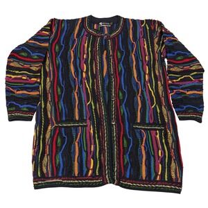 Purely Australian Merino Wool 3D Knit Cardigan Multi Color Coogi Style Womens S